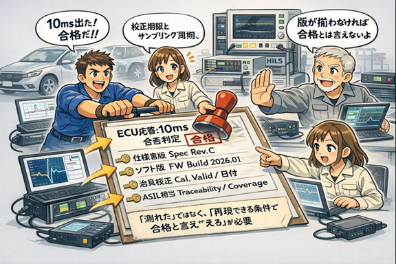 仕様版×ソフト版×治具校正×ASIL相当イメージ図