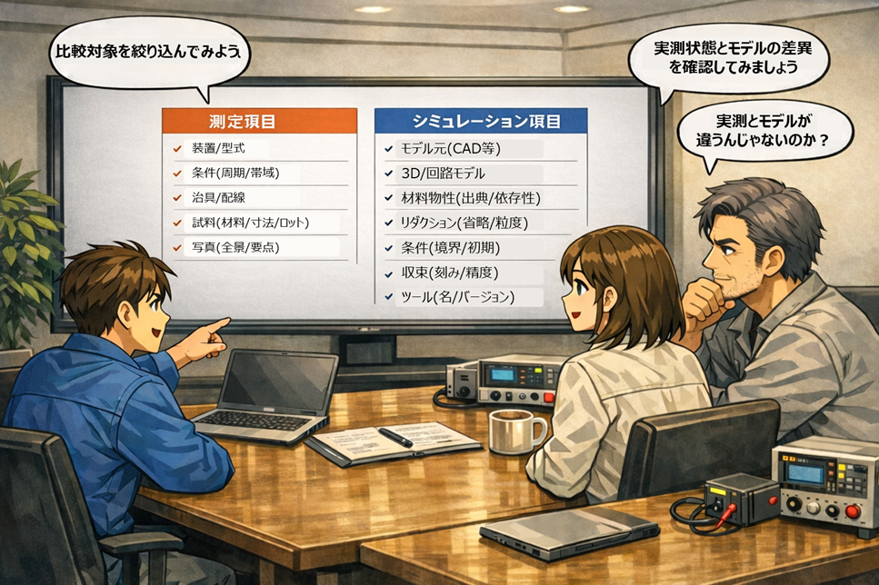 測定項目とシミュレーション項目の最小テンプレ確認イメージ図